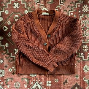 Everlane Texture Cotton Cardigan in Cinnamon Size Medium